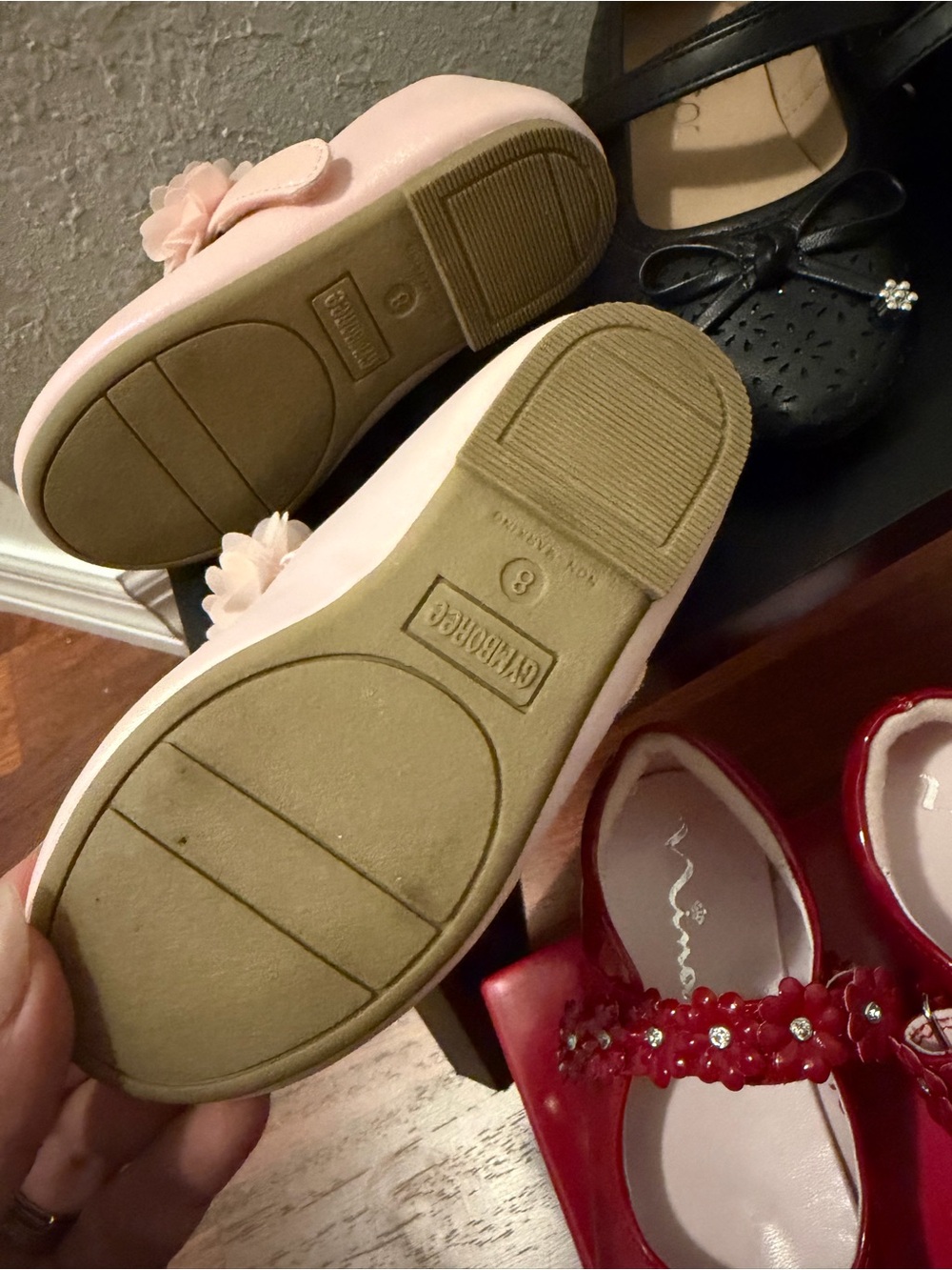 Gymboree Girls' Pink, Black & Red Mary Jane Dress Shoes Set size 8-9 - Picture 7 of 7